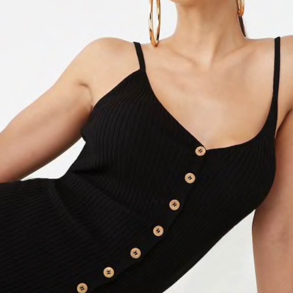 Forever 21 ribbed button bodycon dress